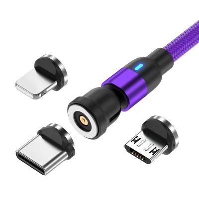 China 540 Degree Rotation Magnetic Charging Camera Cable 3 in 1 Magnetic USB Cable Compatible with Micro USB Type C for sale