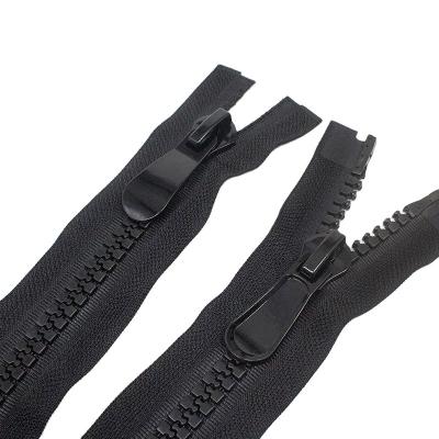 China HOT Selling High Strength No Easy Tooth 80cm-4m No. 15 Black Coarse Hand Double Zipper Double Sliders Damage Open Double End Resin Zipper for sale