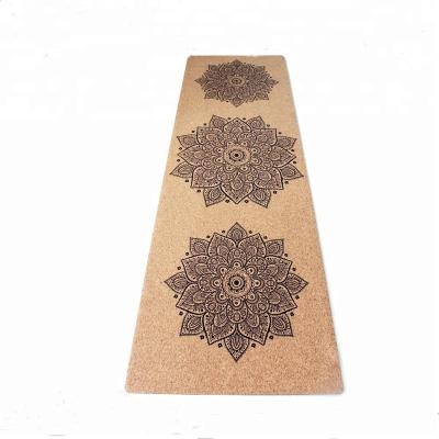 China Eco Friendly Natural Rubber DELUXIS Custom Printed Anti Tear Cork Yoga Mat for sale