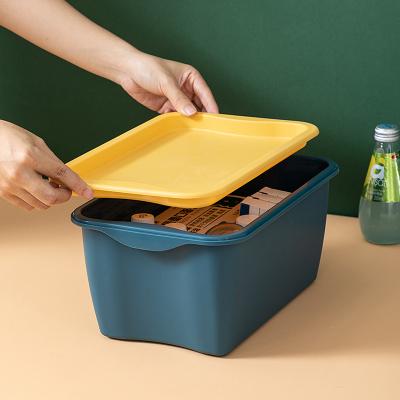 China Sustainable Professional Supplier Plastic Bin Storage Box Pink And Blue Household Storage Container With Lid for sale