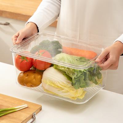 China Kitchen Vegetable Storage Viable Clear Plastic Box Organizer Fridge Freezer Stackable Plastic Bin Storage for sale