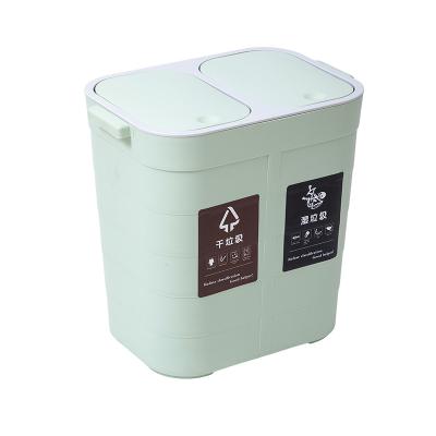 China Cover Rolling Type Manufacturer Custom Marked Classified Garbage Bin Easy Sorting Rubbish With Two Compartments Rolling Type Daily PP, Cover PP for sale