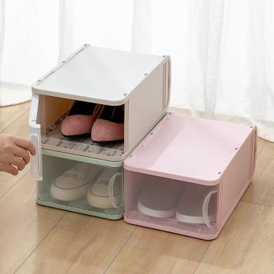 China Sustainable Stackable Shoe Organizers Plastic Sneaker Shoe Storage Box For Closet for sale