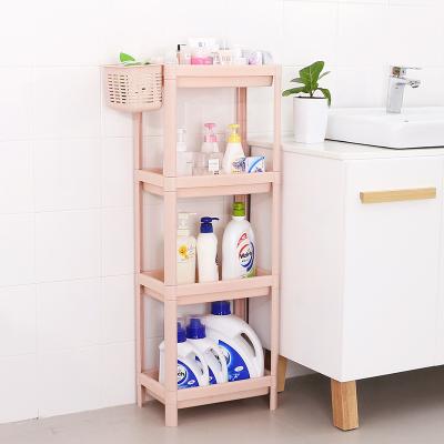 China Sustainable Universal Bathroom Storage Rack Organizers Plastic Standing Racks With Basket Bins for sale