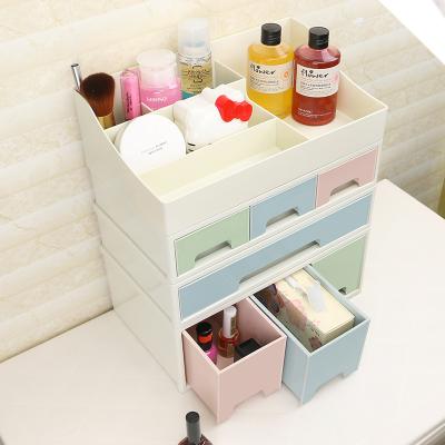 China Desktop Organizer Makeup Storage Drawers Dlastic Stackable Plastic Cosmetic Storage Box Novelty Storage Drawers for sale