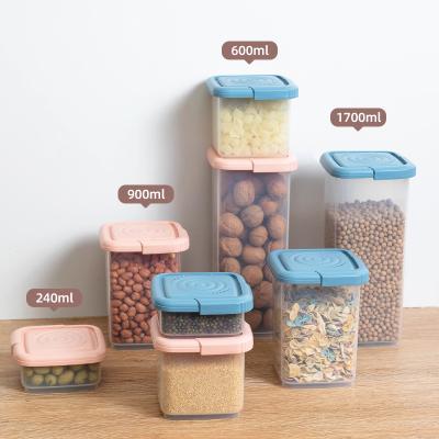 China 2021 New Freshness Preservation Square Plastic Crisper Transparent Food Container Storage Box Organizer For Dry Cereals for sale