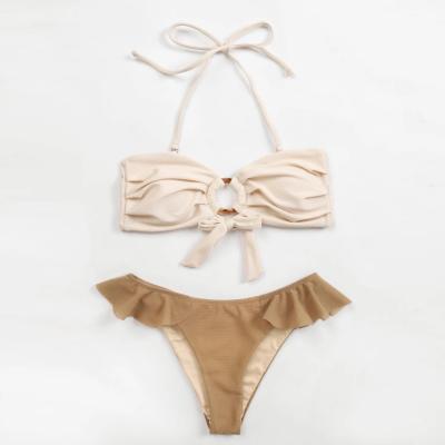 China Fashion Europe America Lace Bow Lace Solid Color Choice Customized Hollow Cut Bikini Swimwear for sale