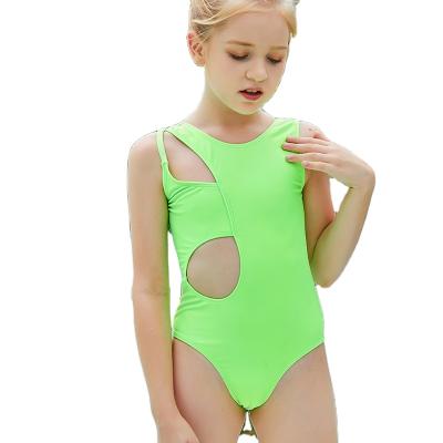 China Hot Selling Plus Size Girls Luxury Cute Green One Piece Skin Tight Kids Swimwear for sale