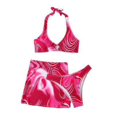 China Chinese Product Plus Size Three Piece Swimwear Bikini Panties Edged Set For Women for sale