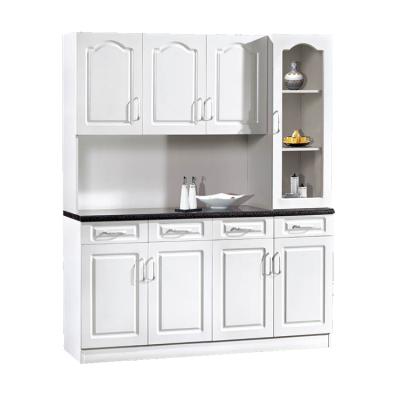 China PANEL PVC Coated MDF Wood 4 Door 3 Door 5 Door Kitchen Cupboard Storage Cabinet for sale