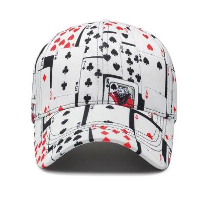 China breathable & waterproof breathable & Fashion poker pattern printing hip-hop waterproof high quality custom outdoor baseball cap for sale