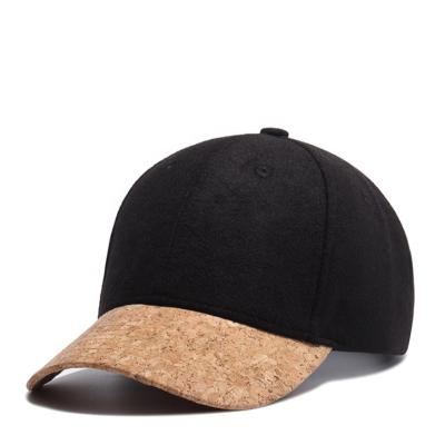 China breathable & waterproof breathable & Brim Baseball Caps Cork Baseball Hats Black Wool Waterproof Custom Baseball Caps for sale