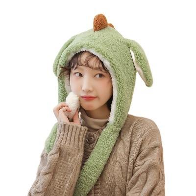 China New Winter COMMON COMMON Tik Tok Dinosaur Bunny Ear Compressor Plush Earflap With Moving Warm Hats for sale