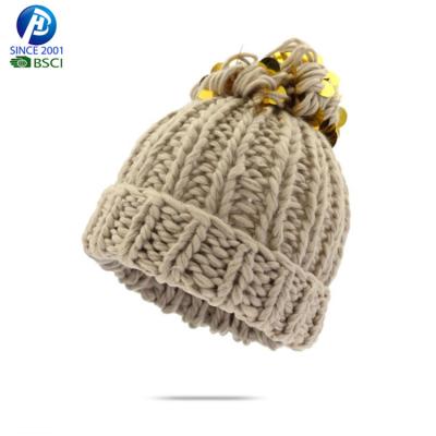 China Wholesale Cute Wool COMMON Winter Knitting Hats With Pompom for sale