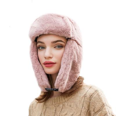 China COMMON COMMON Adult Customized Logo Winter Warm Windproof Fur Earmuffs Hat for sale