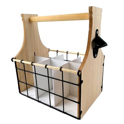 China Viable Portable Bottle Maker Beer Bottle Crate Red Wine Storage Box Basket Bar Wooden Bar Shelves For Bottles for sale