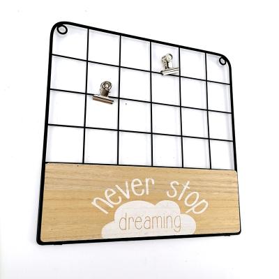 China MDF+IRON Decorative Iron Metal Mesh Grid Home Wall Hanging Black Picture Photo Frame for sale