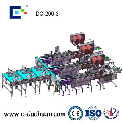 China Automatic Product Dividing Feeding and Food Packing Machine for Cake and Cookies for sale