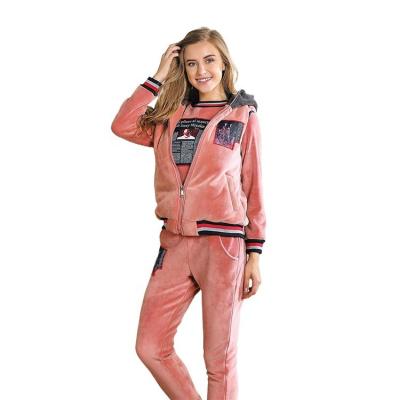 China Viable Hot Sale Best Quality Designers Women Jogging Suit Deep Pink 3 Piece Ladies Jogging Suit 3 Piece Set for sale