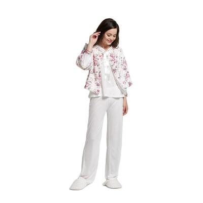 China Quality Designer Women's 3 Piece Women's 3 Piece Women's Pajamas Wholesale Thermal Pajamas Set Cotton Pajamas for sale