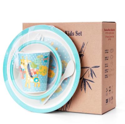 China Minimalist China Supplier Colorful Custom Bamboo Fiber Kids Tableware Sets for sale