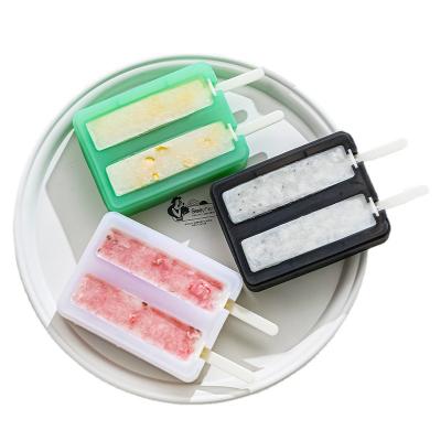 China Workable Ice Cream Mold 2 Set, Ice Pop Molds Silicone 2 Cavities Ice Cream Mold, Oval Cake Pop Mold with Plastic Sticks for DIY for sale