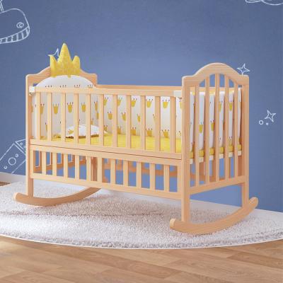 China Factory direct sale modern European style multifunctional single solid wood baby crib for sale