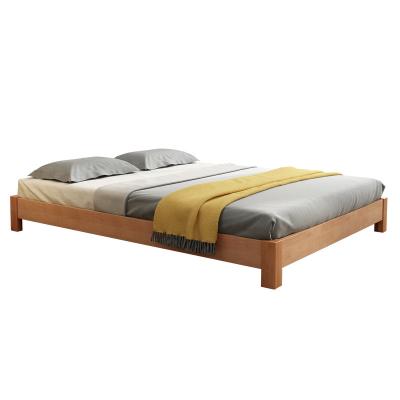 China Simple and Modern Japanese Style Extendable Tatami Bed Low 1.5 Meters Solid Wood Double Bed Without Backless Headboard Bed Frame for sale