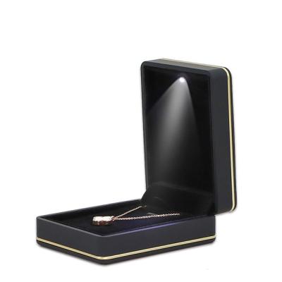 China Handmade Designer Magnetic Locking Black Velvet Jewelry Necklace Box for sale