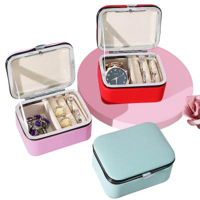 China Custom Creative High Quality Jewelry Packaging Display Box Packaging Ring Storage Packaging Necklace Gold Red Blue Pendant PU Leather Velvet for sale