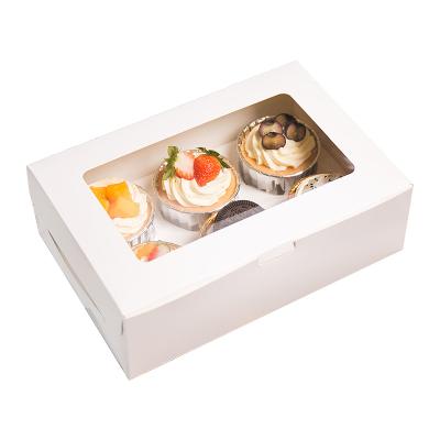 China Disposable Cupcake Packing Boxes Choose 6 Custom Mini Clear Transparent Cupcake Boxes Bulk White Clear 12 Window Cupcake Boxes for sale