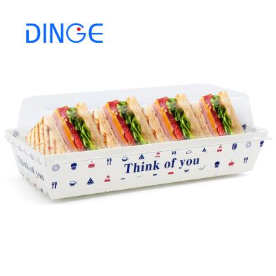 China Recyclable High Quality Custom Size Paper Cake Box Pastry Box With A Clear PET Lid For Sandwich Log Cake And Fast Food Packaging for sale