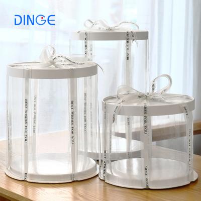 China Wholesale Bulk Recyclable Plastic Clear Cake Box Recyclable Round Logo Luxury Custom Cake Box Clear Round Tall Transparent for sale