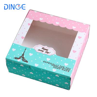 China Customized Christmas Holiday Macaron Candy Chocolate Cookie Small Cookie Box Sweet Cake Square Cookie Box With Window Paper Gift Food Packaging Box For Cookies Container Plastice for sale