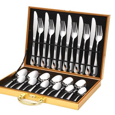 China Sustainable European Stainless Steel Flatware Cuttlery Set With Classic 24pcs Gift Box For Wholesale for sale