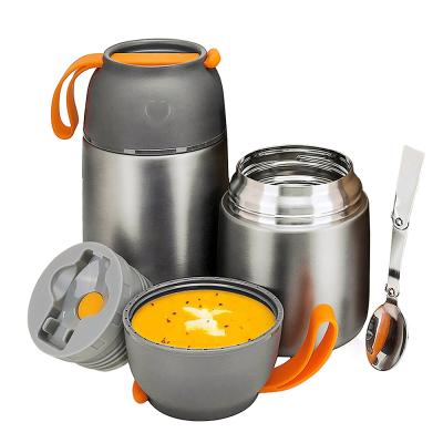 China PORTABLE Double Wall Stainless Steel Food Warmer Food Jar Insulated Vacuum Food Flask Thermos With Spoon for sale