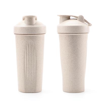 China 20oz Wheat Straw Custom Logo BPA Free Gym Eco Friendly Viable Fitness Shaker Bottle For Protein for sale