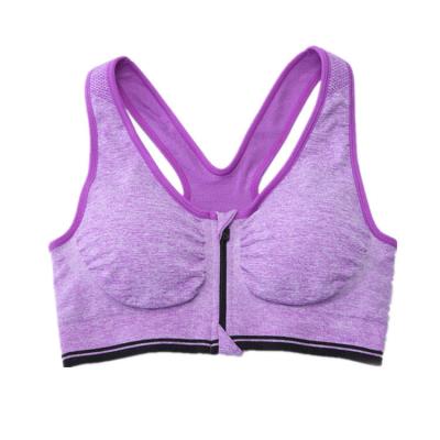 China 2021 New Breathable Back Sports Bra Front Zipper Shockproof Gathering High-Intensity Fitness Yoga Underwear Running Bra Vest Sports for sale