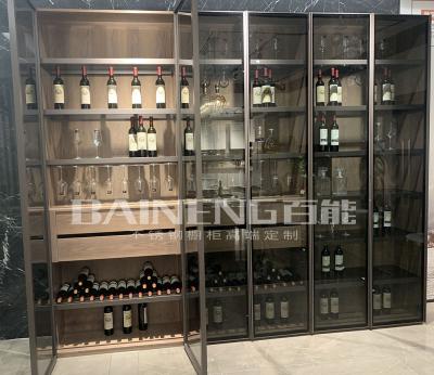 China Modern Bar Restaurant Furniture LED Stainless Steel Cellar Display Cabinet for sale