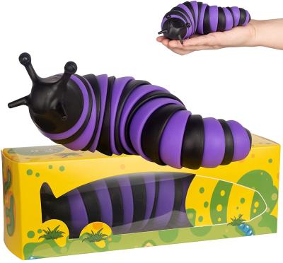 China Relaxation Best Selling Amazon Wiggle Slug Articulated Stretch Slug Wiggle Toy Sensory Desk Toys for sale