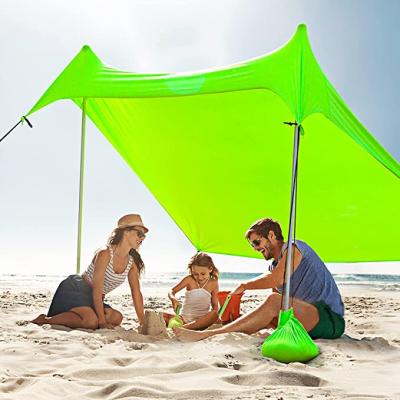 China OEM Customized Lycra Stretch UPF50+ Waterproof Canopy UPF50+ Beach Tent Sun Shelter UV Resistant With Sandbag Anchors for sale