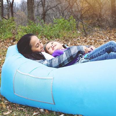 China 2020 Inflatable Air Hammock Inflatable Hammock Pocket Couch Beach Chair Waterproof Camping Sleeping Bag + Cushion Couch for sale