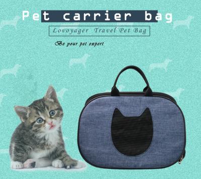 China Canvas Cat Carrier Travel Outdoor Trip Pet Carrier Bag Cute Soft Puppy Cat Viable Tote Bag for sale