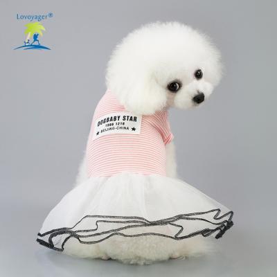 China Lovoyager Fashion Viable Dog Clothes Strip Cute Sweet Strap Dress Simple Korean Style Dog for sale