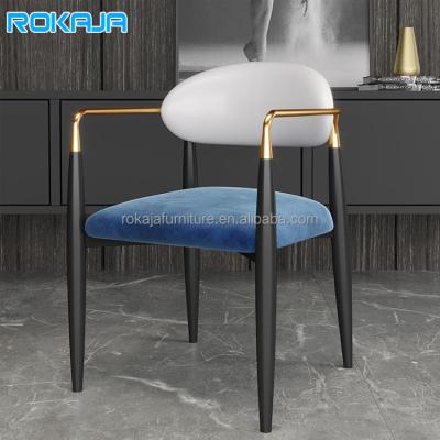 China (Size)Adjustable Fashionable Dining Chairs Casual Style Fabric Furniture Metal Lounge Chair Banquet Kitchen Restaurant Armchair for sale