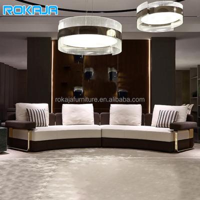 China (Other) Modern High End Fabric Adjustable Sofa Solid Wood Frame Creative Curved Design Sofa Living Room Lobby 4-Seater Sofa for sale