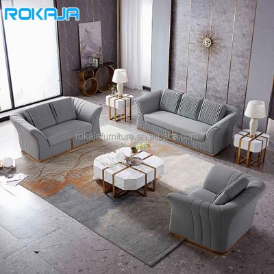 China (Other) Adjustable High End Custom Sectional Sofa Set Leisure Stainless Steel Fabric Sofa Modern Design Living Room Family Sleep 1 2 3 Seater for sale