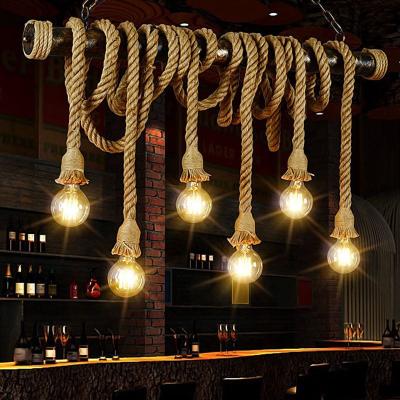 China Vintage Hemp Rope Lamp Base Rustic Hot Selling Pendant Light for sale