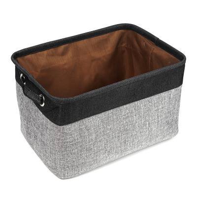 China Large Canvas Minimalist Fabric Fold Storage Basket Storage Box with Handles for Home Office Cabinet for sale