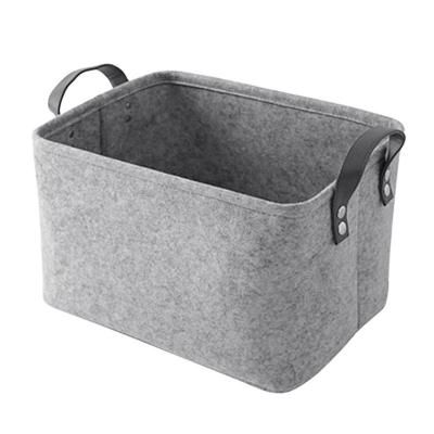 China Wholesale Modern Folding Felt Storage Bin Storage Bin Organizers With Leather Handles for sale